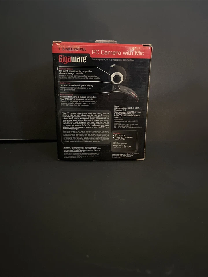 Gigaware PC Camera + Mic-25-234-1.3 Megapixel-Windows-USB Conncet-New in Box - Image 2 of 4