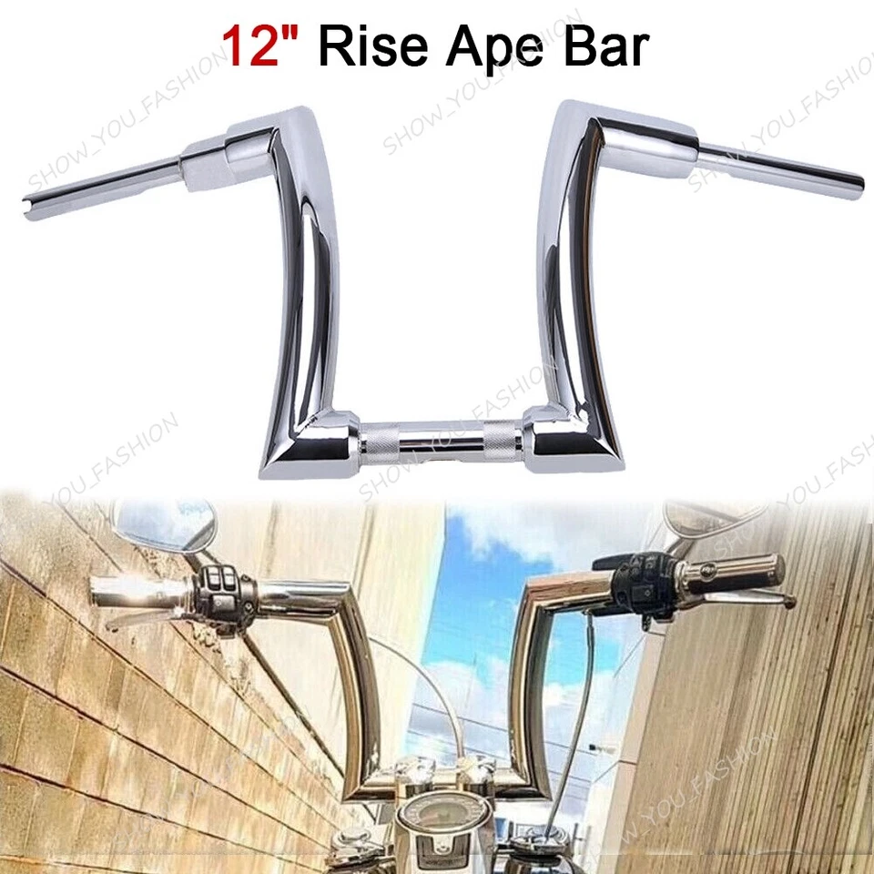 12" Rise APE Hanger Handlebar 2" DNA Monster Fat Bars For Harley Touring NEW Foto 3 de 4