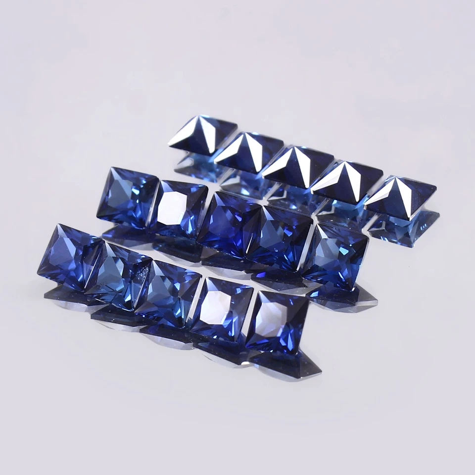 AAA Natural Ceilán Zafiro Azul Suelto Cuadrado Piedra Preciosa Corte Princesa 5x5MM -20 Piezas Foto 3 de 4