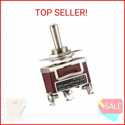 Baomain 1-Pack Momentary Toggle Switch RT1122FS,(ON)-Off-(ON) SPDT 3-Pin 15A/250