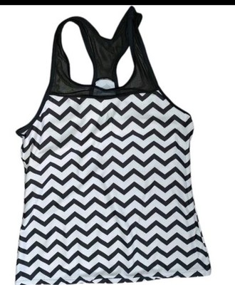 Women s Tank Top Workout Racerback Bra Medium Black/White