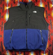 Vintage North Face Denali Black Blue Full Zip Fleece Vest 90s XL Winter Camp