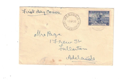 Australia 1936 3d Cable on Plain  FDC,cds MENINGIE SA