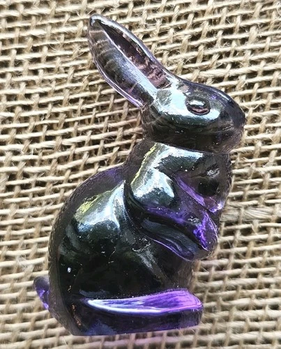 Fenton Violet Purple 3" Bunny Rabbit Figurine Art Glass With Sticker