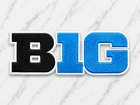 BIG 10 TEN BLUE AND BLACK EMBROIDERED IRON ON PATCH 3.5"X 1 3/8" FREE SHIPPING