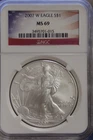 2007 W (Burnished)  US Silver Eagle $1 NGC MS69