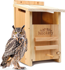 Owl House for Outdoors   Premium Large Cedar Nesting Box   Prebuilt Wooden Birdh