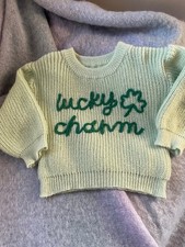 MINT Baby Toddler sweater LUCKY CHARM embroidered letters SWEATER St Patricks