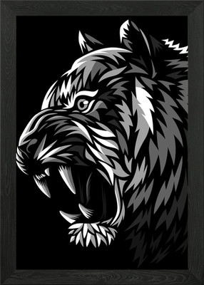 Tribal Tigger Attack Framed Wall Art Poster Canvas Print Picture