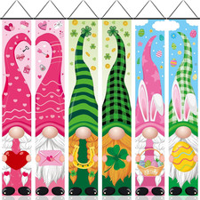 3 Packs Valentine'S Day St. Patrick'S Day Easter Gnome Porch Signs Banners Hangi