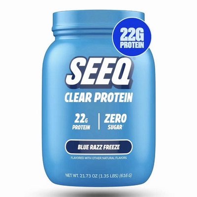SEEQ Clear Whey Protein Isolate Powder Blue Razz Freeze Zero Sugar 21.73 oz