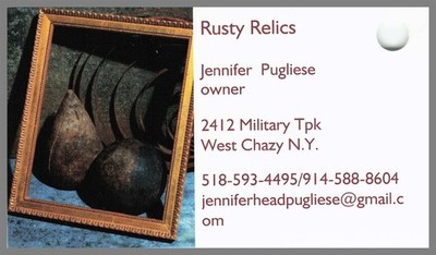 Rusty Relics Jennifer Pugliese West Chazy NY Vintage Business Card