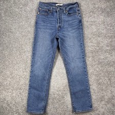 Levis Wedgie Straight High Rise Button Fly Blue Jeans Womens Size 28 Medium Wash