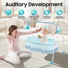 Electric Foldable Infant Crib Baby Cradle For Baby Infant With Safety Belt Blue