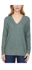 NWT BUFFALO DAVID BITTON Cozy Knit Relaxed Fit V Neck Sweater Heather Green S