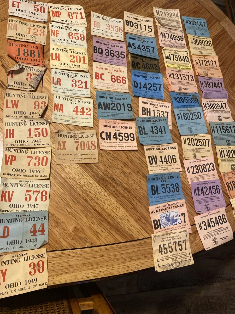 Permis De Pêche Vintage Ohio 1946, Hameçon Et Ligne, Collection
