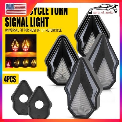 Flush 4X Motorcycle Mount Dynamic Turn Blinker Signal Light LED DRL Red Amber H