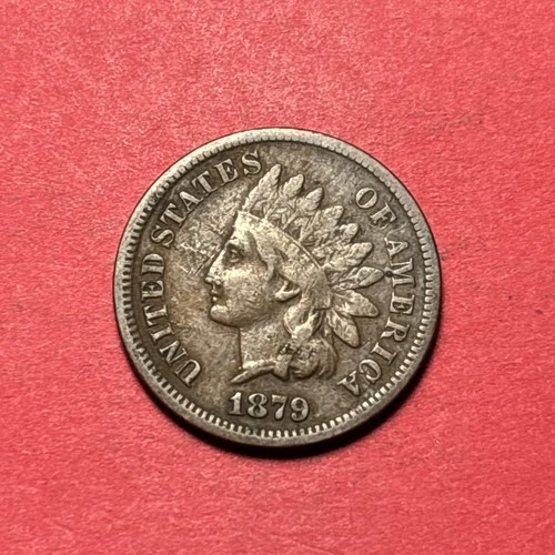 (1) Beautiful Toned Antique 1879 Indian Head Cent/Penny CHOICE F-FINE