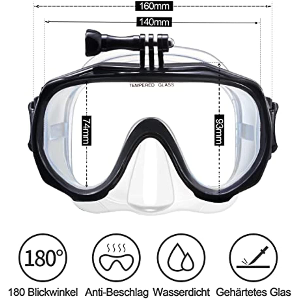 RABIGALA for Go Pro Diving Mask Snorkel Camera Mount Swimming Goggles