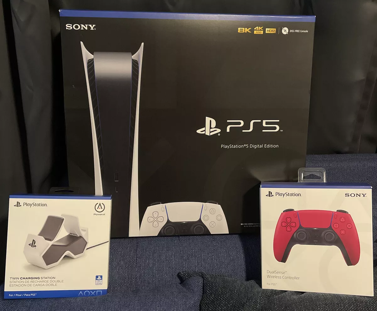 White New SONY PlayStation 5 Digital Edition, Controllers: Wireless