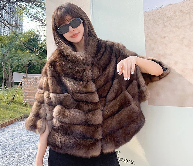 Womens Winter Fashion 3/4 Sleeve Faux Mink Fur Coat Warm Fur Furry Short  Coat_