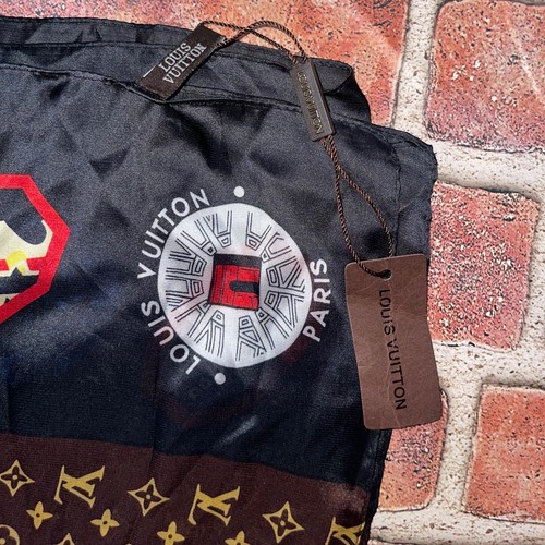 Neu keine Marke Rechteck Schal braun schwarz Monogramm Seide schick adrett süß nicht org - Bild 5 von 5