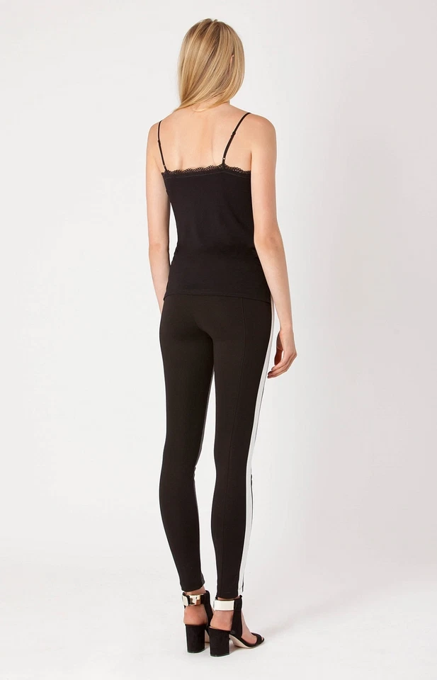 Regata Hale Bob couro preto ilhós com acabamento de renda XS S nova com etiquetas 4FAF2389 * - Imagem 3 de 4