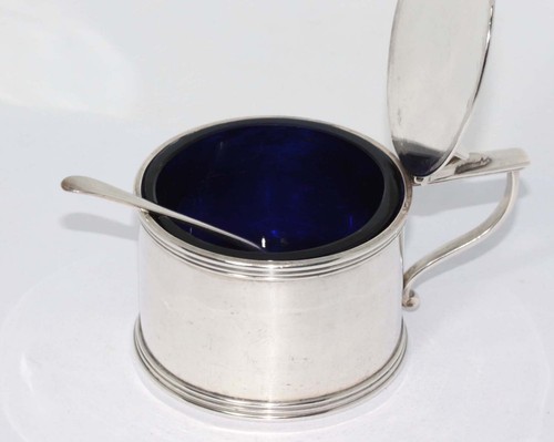 EDWARDIAN STERLING SILVER FIDDLE BACK MUSTARD POT SPOON - CHESTER 1908 - Bild 12 von 13