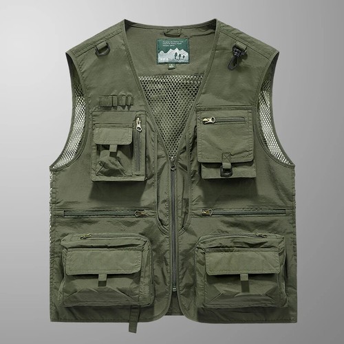 Men’s Utility Vest Fishing Safari Travel Outdoor Mesh Pockets Workwear Jacket UK - Picture 19 of 19