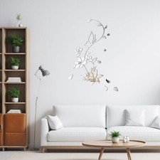 Acrylic Mirror Floral Wall Stickers Removable Mirror Wall Decor 3D Flower Mir...