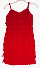 NEW Fredricks of Hollywood Flapper Mini Dress Womens M Red Fringe Sexy Dance