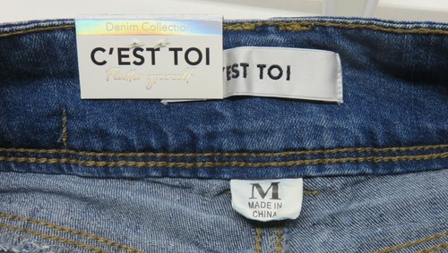 C’EST TOI Butt Boosting Distressed Blue Denim Shorts - size M - NWT - Picture 4 of 6