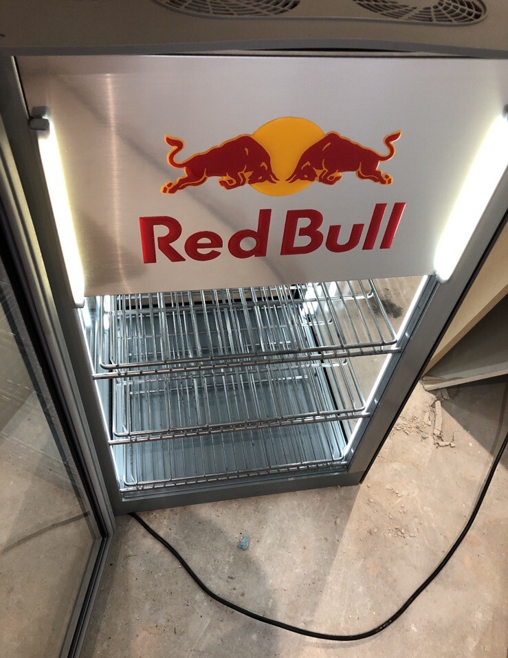 Red Bull Fridge with LED light Front and Rear Doors 80 x 48 cm