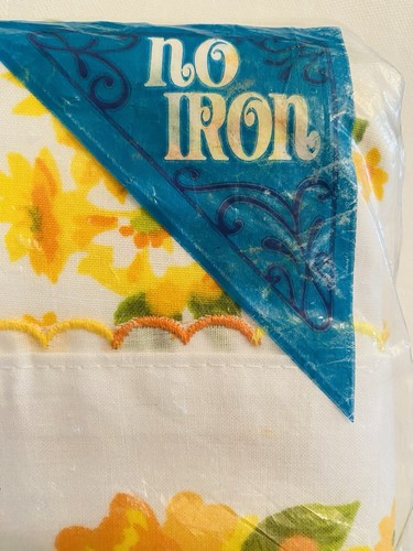 Vintage NOS Grants Orange Floral Double Full Flat Bed Sheet No Iron Muslin New - Picture 9 of 11