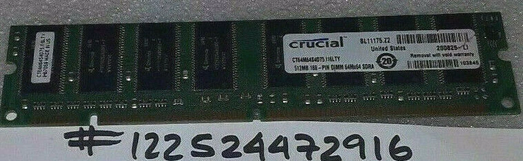 512MB 2RX8 SDRAM PC PC133 133MHZ CL2 168PIN NON-ECC DUAL RANK 32X8  UNBUFFERED  - Image 2 of 2