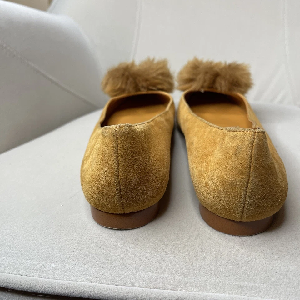 Mocasín de gamuza para mujer Zara Basic Collection zapato plano casa puff pom camel talla 37 Foto 3 de 4