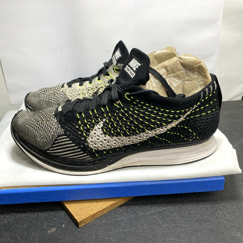 Nike Flynit Racer Black white Volt running shoes woman's size 6 528628-011 - Picture 2 of 23