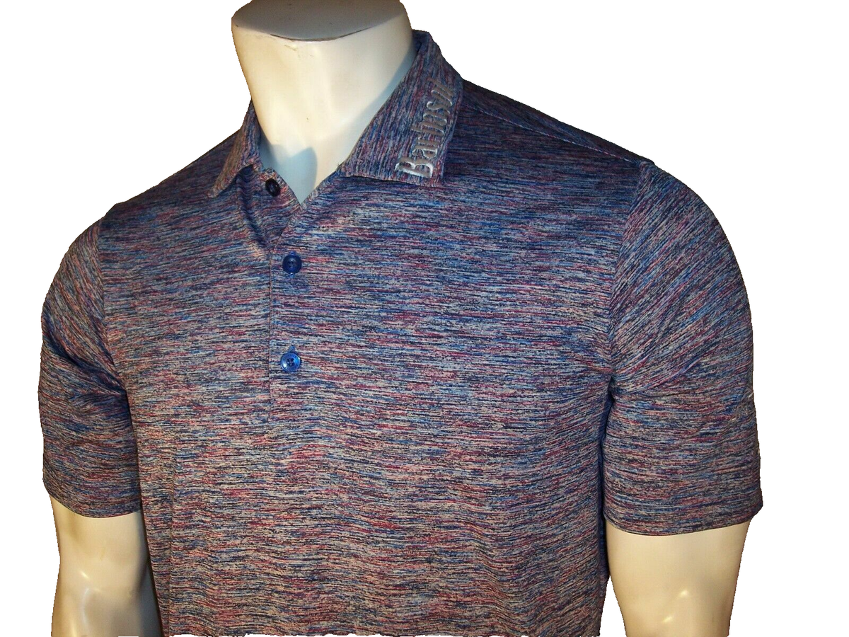 Antigua Medium Marble Purple Golf Shirt PGA Tour Issue Barbasol Inspirato  Logo