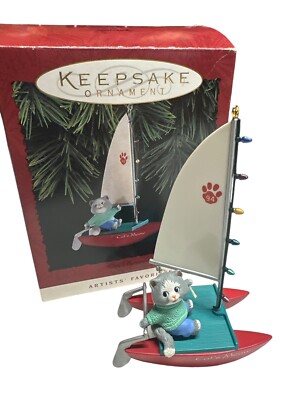 1994 Hallmark Keepsake KITTY'S CATAMARAN Ornament CAT ON SAILBOAT