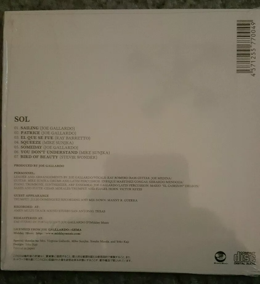 Sol / S/T / GCP / Reissue Rare Japan MINI LP CD /Latin Deep Funk Groove Jazz - Image 2 of 2