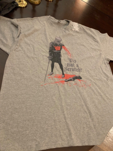 Monty Python Santo Grial Caballero Negro Camiseta Gris Hombre Extra Grande Pesado Algodón - Imagen 1 de 5