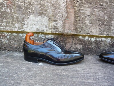 JOSEPH CHEANEY BROGUES SCHUHE VINTAGE SCHWARZ LEDER UK7 HERREN TOP ZUSTAND