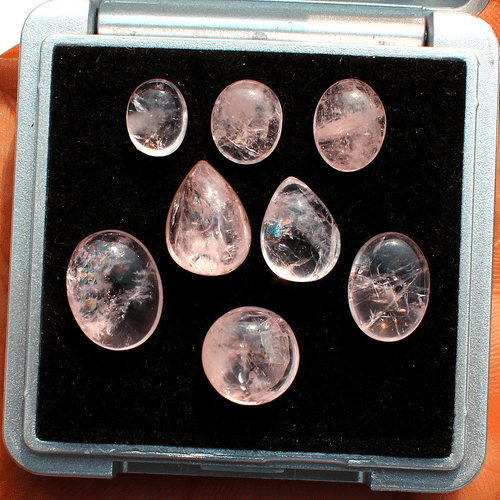 8 Pcs Natural Morganite Untreated Top Grade 8.5mm-13.5mm Cabochon Gemstones Lot
