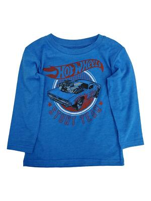 #ad Hot Wheels Toddler Boys Long Blue Hot Wheels Stunt Team T Shirt Tee Shirt $9.99