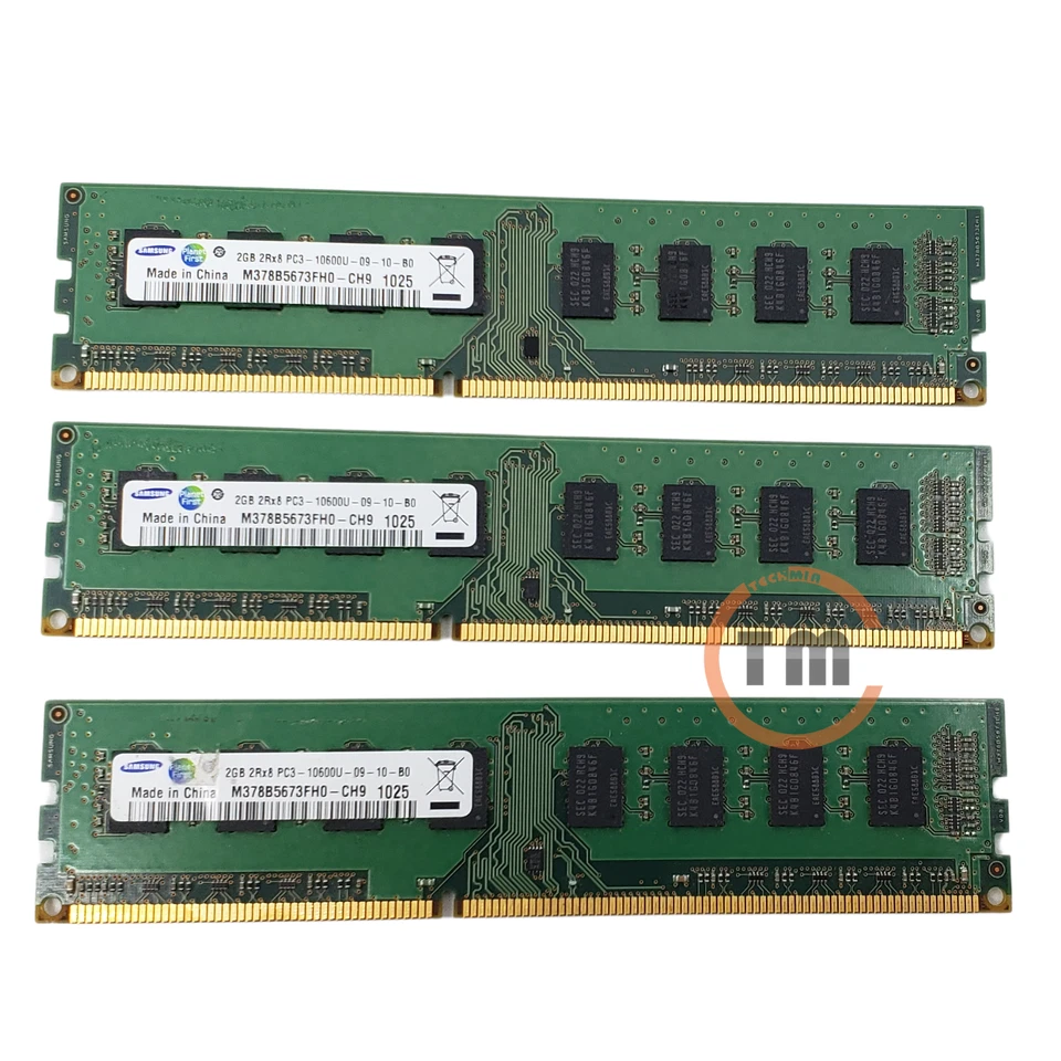 Samsung 6GB (3 x 2GB) PC3-10600 DDR3 1333 240-Pin DIMM Desktop RAM M378B5673FH0 - Image 2 of 3