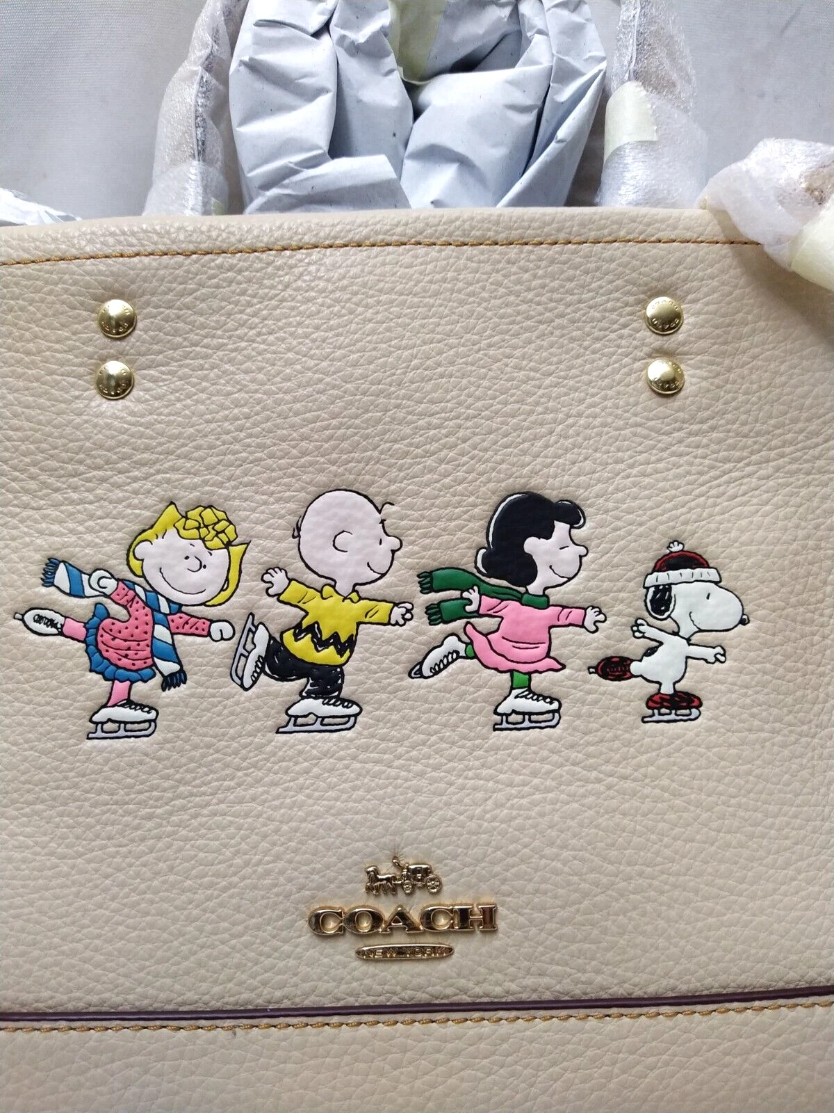 Borsa Coach Limited Ed X Peanuts Dempsey 22 con motivo Snoopy and Friends Nuova con etichette