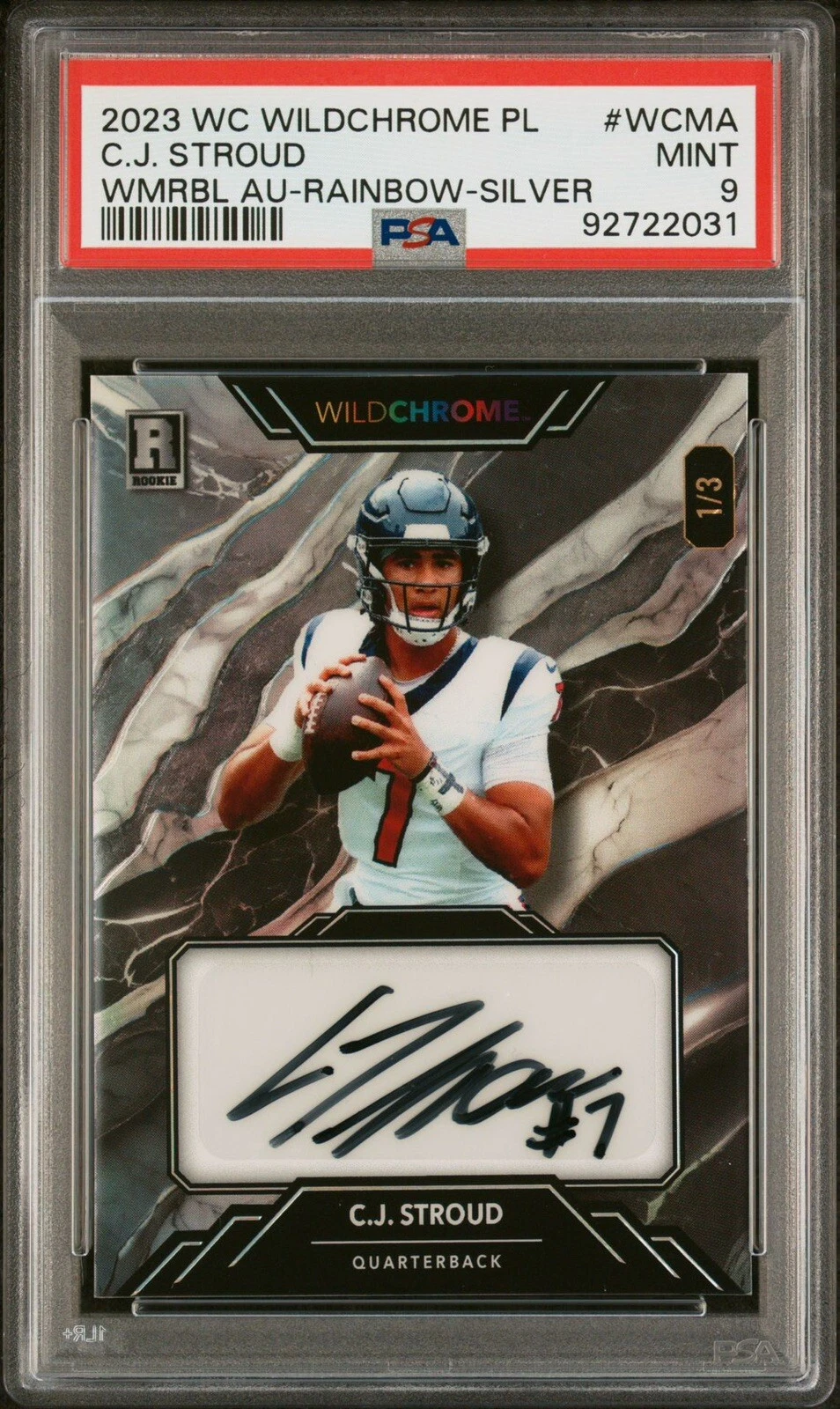 CJ Stroud Wild Card Wildchrome Pro-Look Hobby Wildmarble Autographs #WCMA Rainbow Foil-Silver