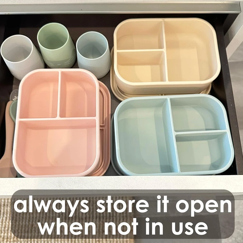 Blue Silicone Bento Lunch Box for Kids & Adults | Leakproof & Durable