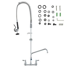 Commercial Faucet with Pre-Rinse Sprayer, 47" Height, 8" Center, 12" Swing Spout
