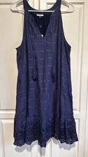Cabana Life Dress Size XL Sleeveless Tassels Eyelet  UPF 50 Coastal Beach